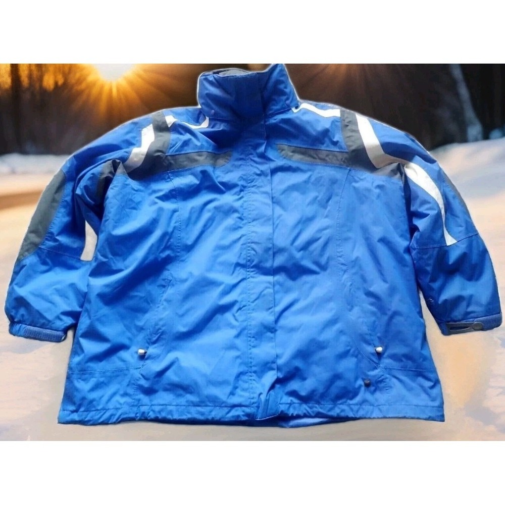 Lands End 3-in-1 Jacket Women 3X Blue Excellent Waterproof Quilted Vest Liner
